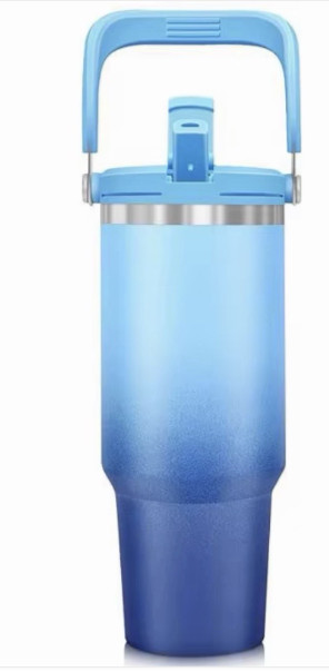 30oz Insulated Stainless Steel Tumbler with 2-In-1 Flip Straw/ Handle Vacuum Mug