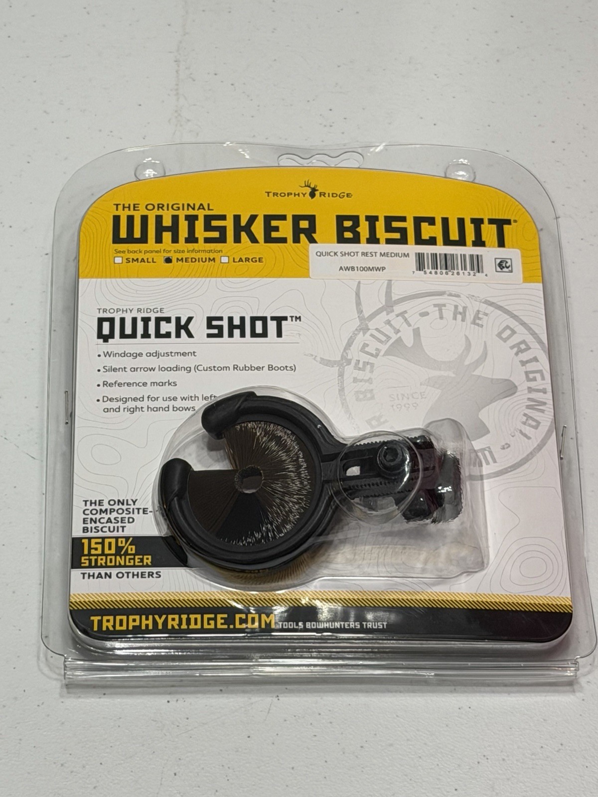 Archery Arrow Rest Trophy Ridge Original Wisker Biscuit Quick Shot™ RH/LH Medium