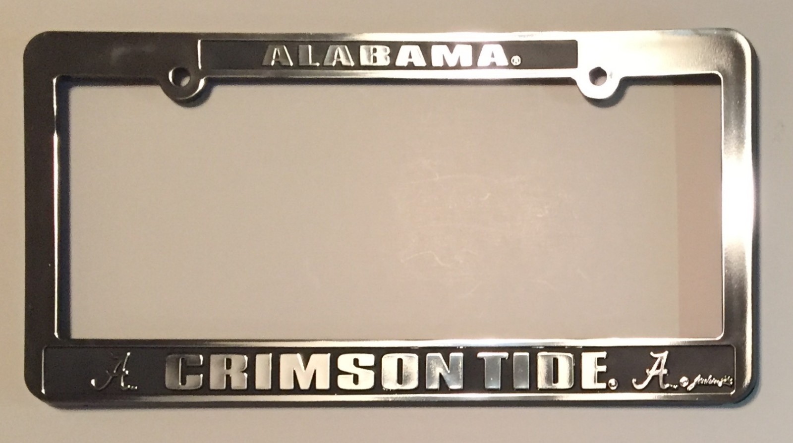 ALABAMA CRIMSON TIDE CAR TRUCK TAG LICENSE PLATE FRAME UNIVERSITY SILVER BLACK