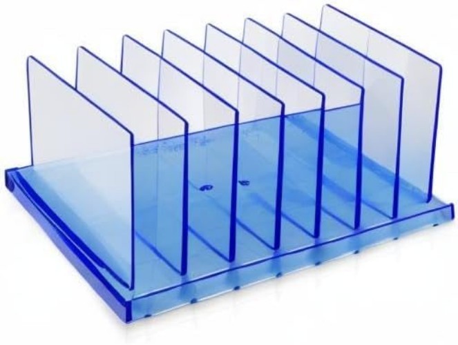 Blue Glacier 7-Compartment Desktop Organizer - Transparent Blue Elegance