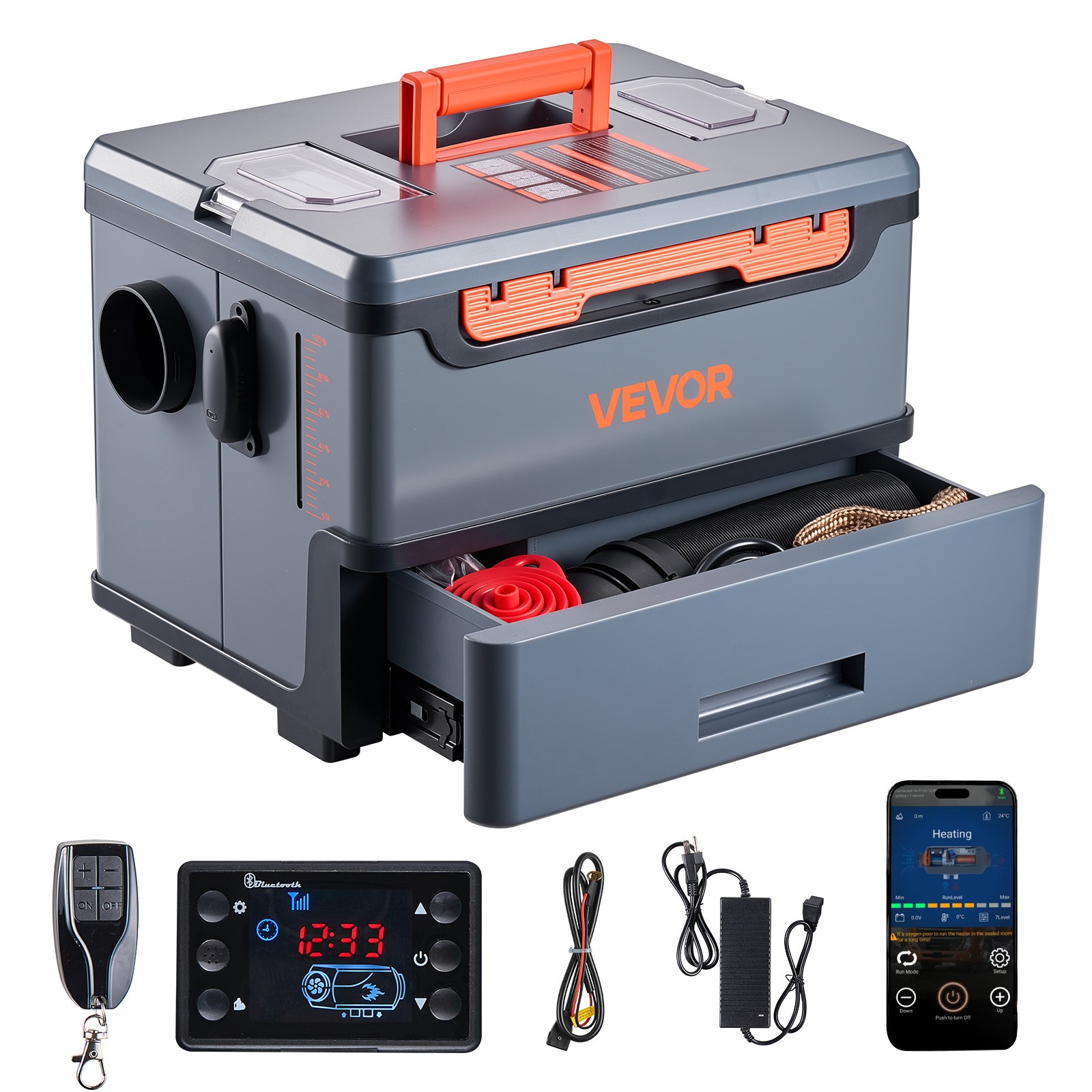 VEVOR Diesel Heater Portable Diesel Air Heater 8KW DC 12V/24V Bluetooth 1.3 Gal