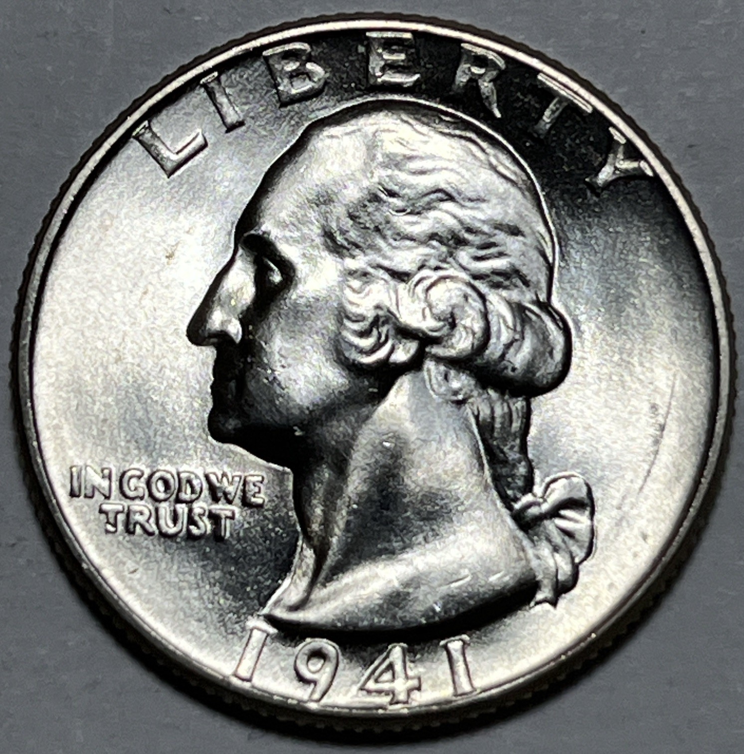 1941 4/4 Washington Quarter Date Errors 4 Over 4 Die Cracks Reverse Uncirculated