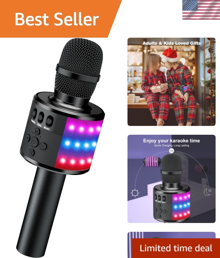 Karaoke Microphone for Kids & Adults - Bluetooth Microphones Singing Mic with...