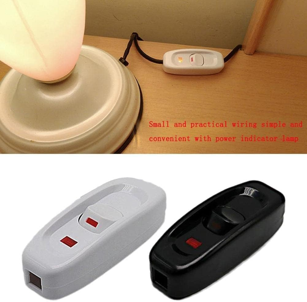 White On/Off Inline Switch Table Lamp Desk Light Cord Cable Switch 110-250V On/O