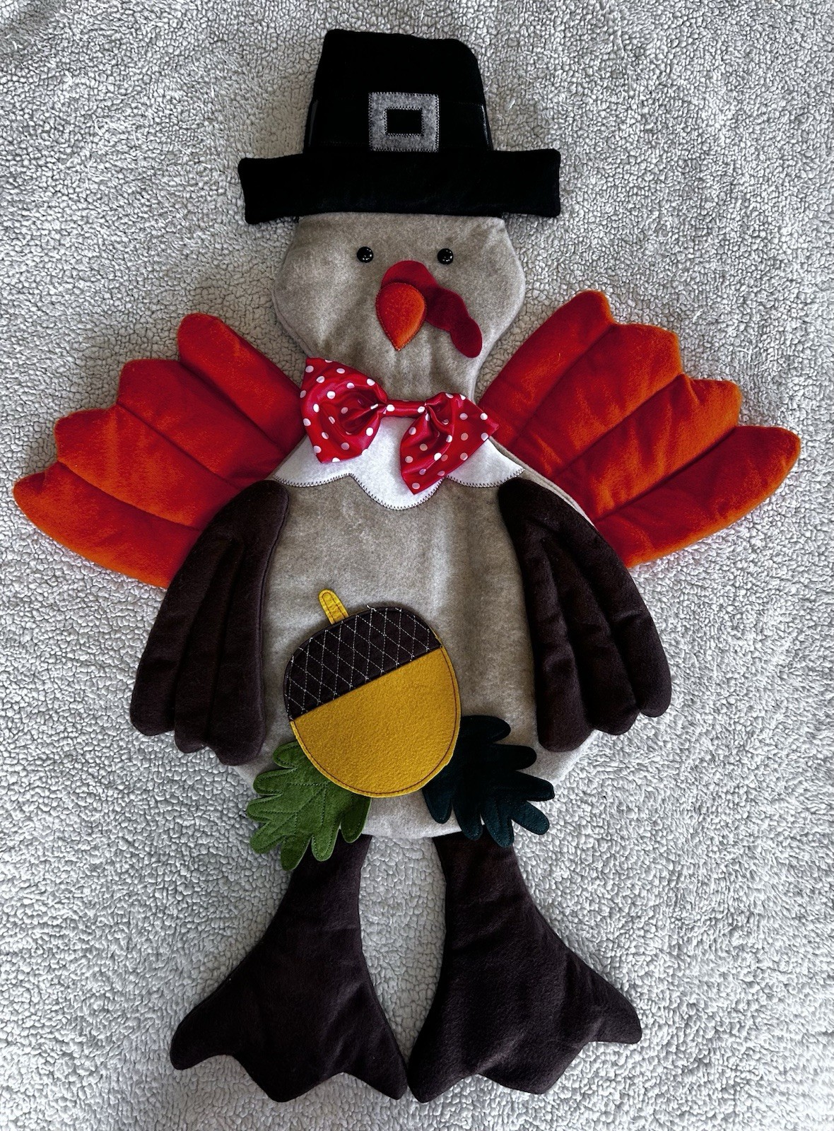 Thanksgiving Turkey Pilgrim Hat Fall Large Felt Wall Hanging 34 Inches