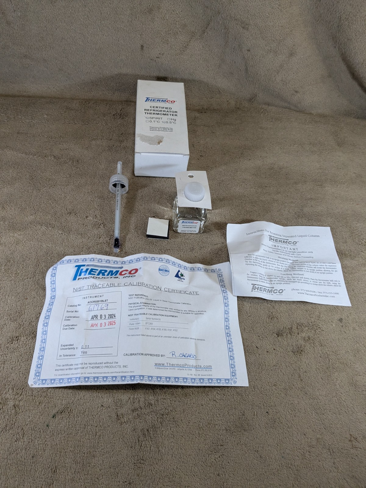 THERMCO ACCR0201BLST Liquid In Glass Refrigerator Thermometer-5 To 15C