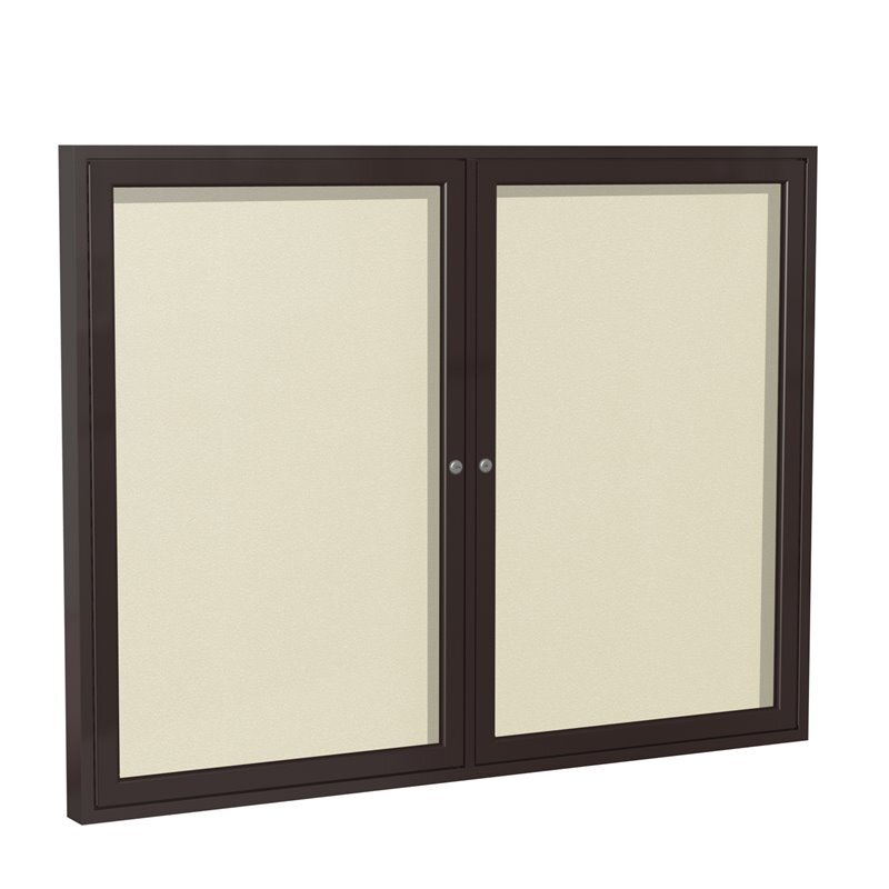 Ghent's Vinyl 48" x 60" 2 Door Enclosed Bulletin Board in Ivory
