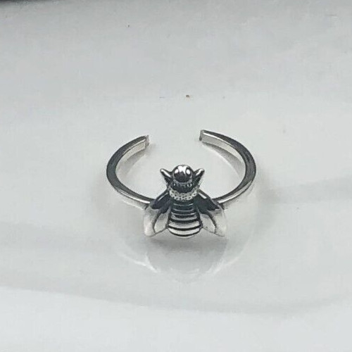 Valentine's Adjustable Bumble Bee Toe Ring For Her Solid Metal 925 SS