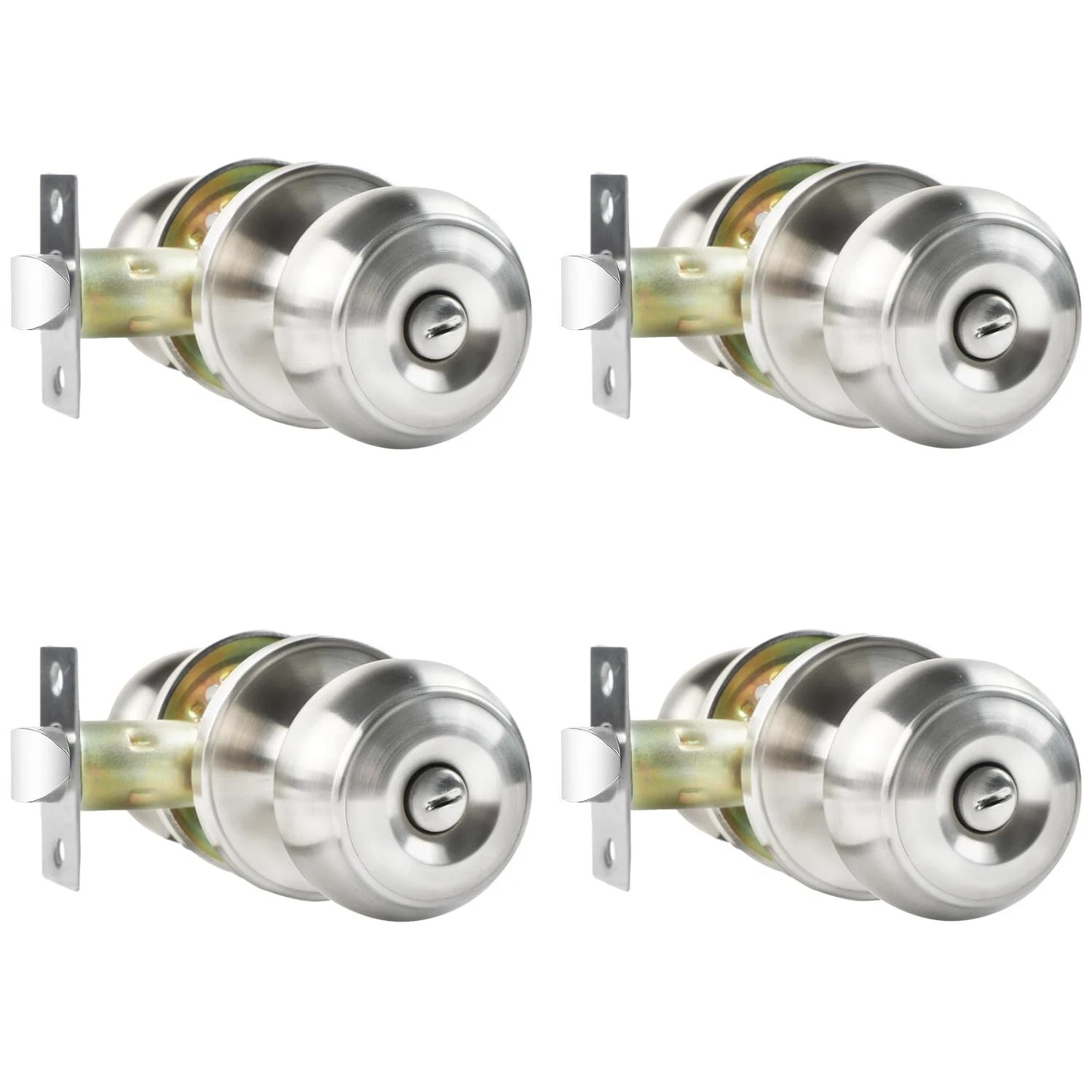 RAZCC Privacy Door Knobs, 4 Pack Satin Nickel Knobs 4 Pack,