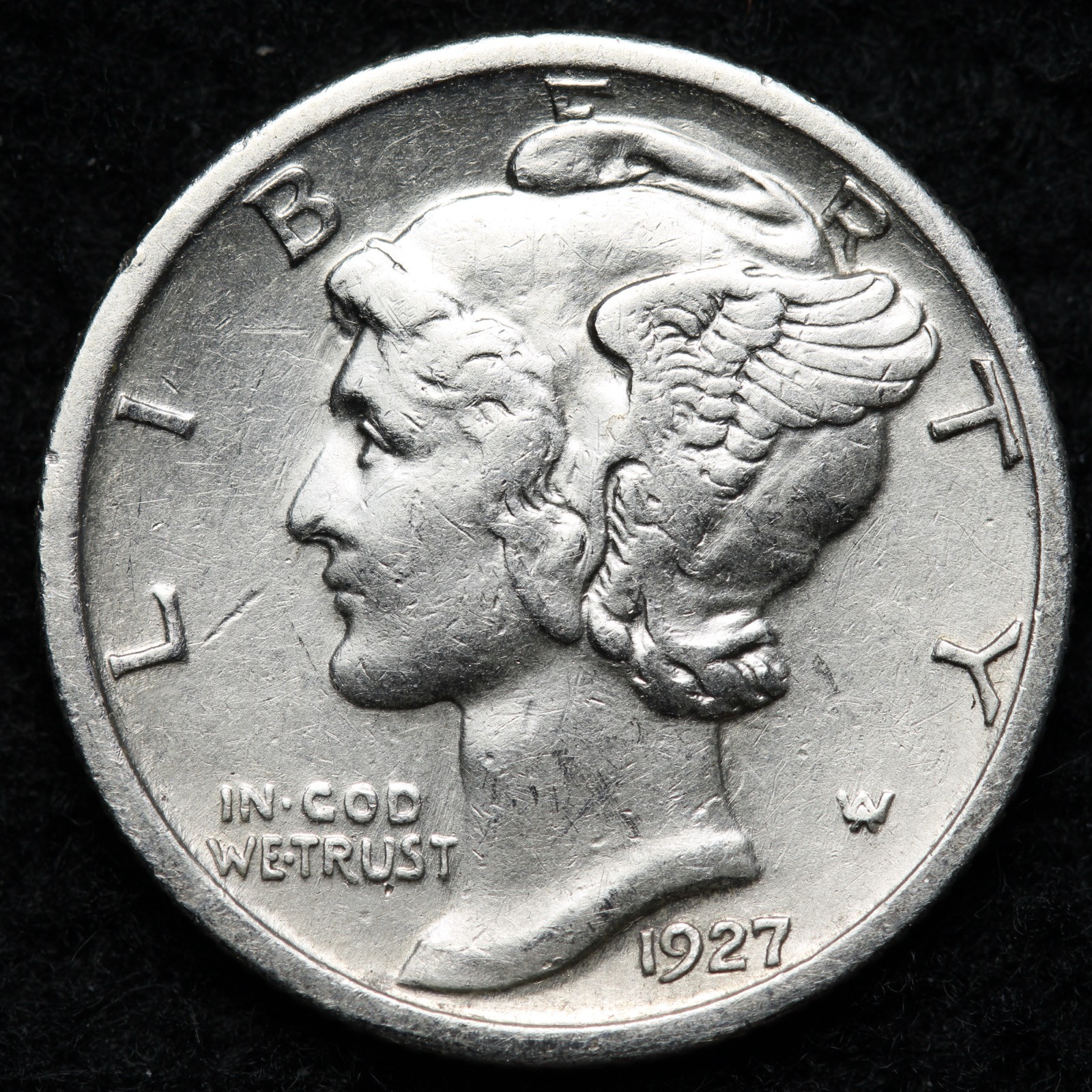 1927-S Mercury Silver Dime AU++/UNC E232 ZXHQ