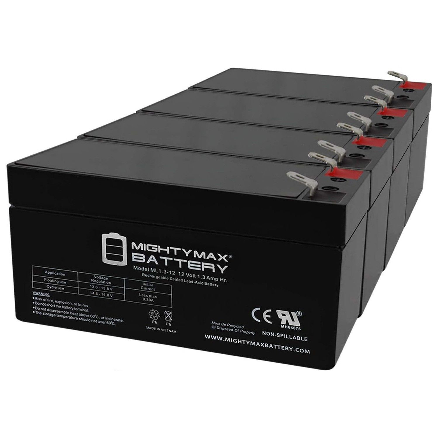 Mighty Max 12V 1.3Ah Replacement Battery for Mojo Flyway Feeder 12 - 4 Pack