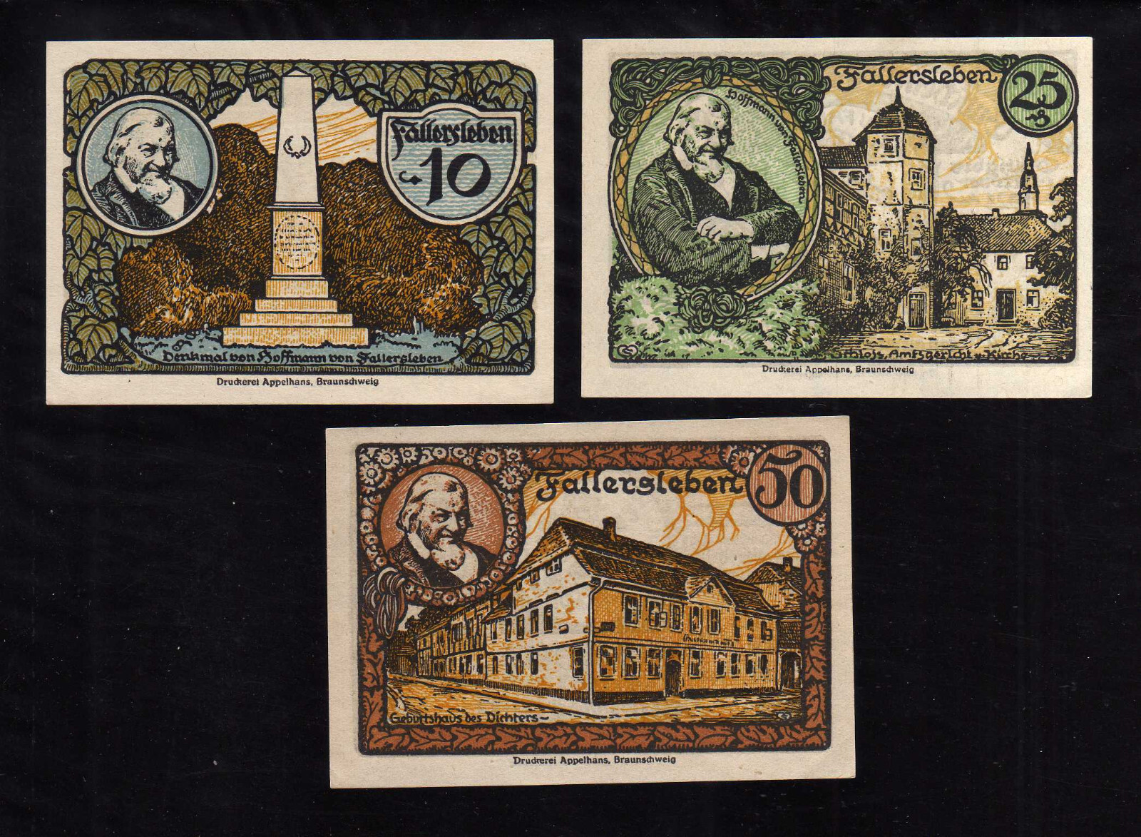 FALLERSLEBEN - GERMANY NOTGELD  -   10, 25, 50 PFENNIG
