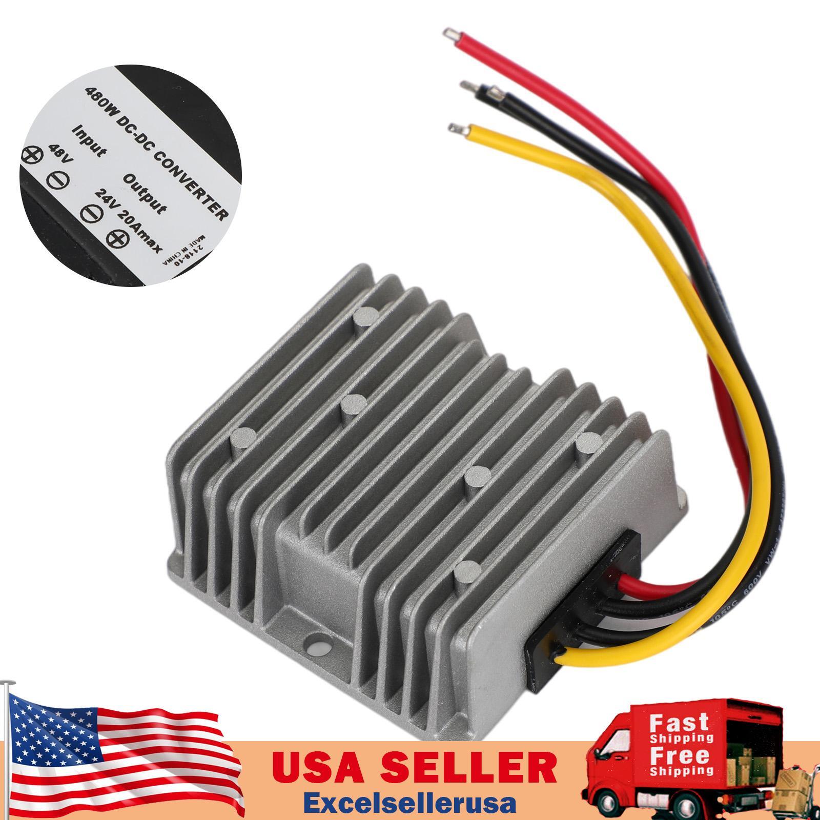 WaterProof 36V/48V to 24V 20A 480W Step Down DC/DC Power Converter Regulator US