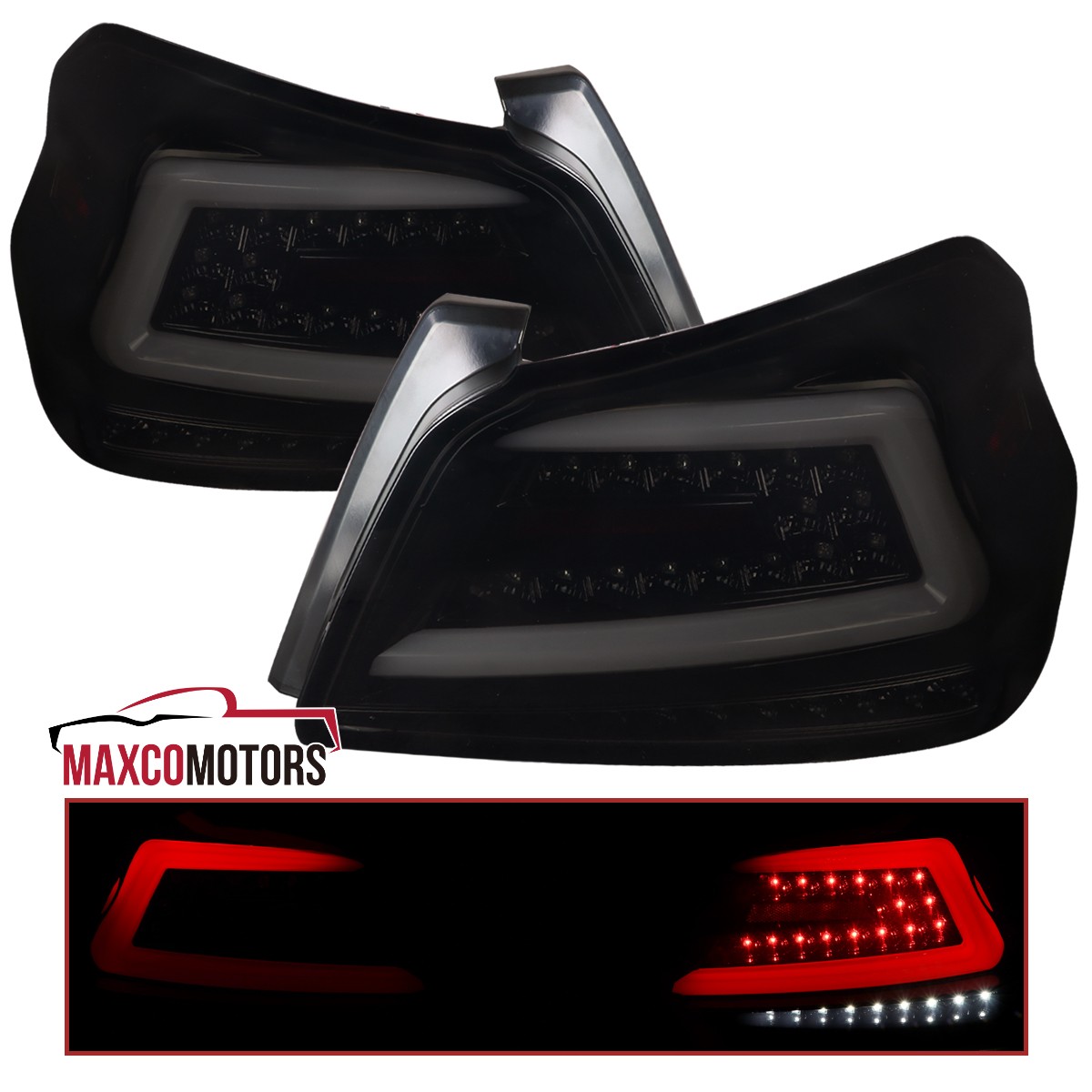 Black/Smoke Tail Lights Fits 2015-2021 Subaru WRX STI LED Sequential Signal Lamp