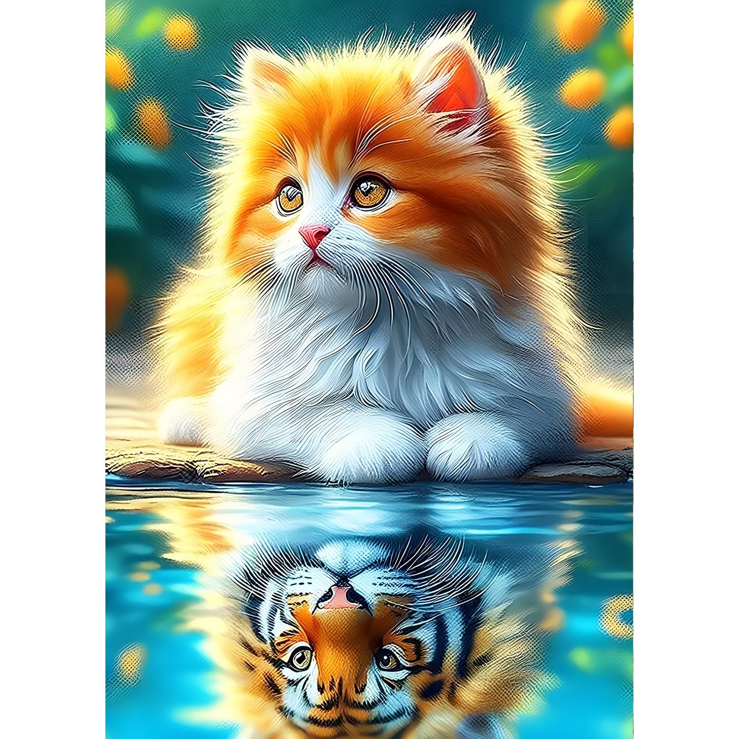 QINRUBB DIY Cat and Tiger Diamond Art Kit for Adults Beginners, Full USQR371