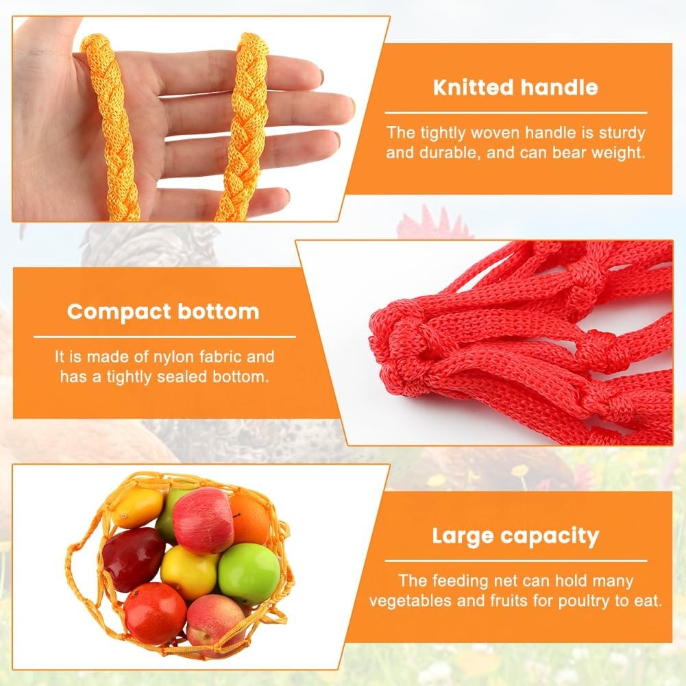 4PCS Chicken Vegetable Hanging Feeder String Bag & 2PCS 30" Adjustable