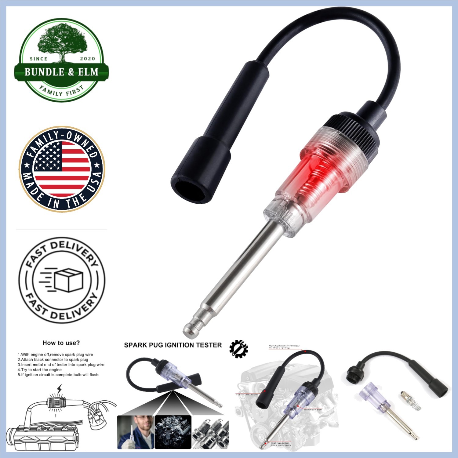 Corded Electric Engine Ignition Tester - Fast Troubleshooting for All Vehicles