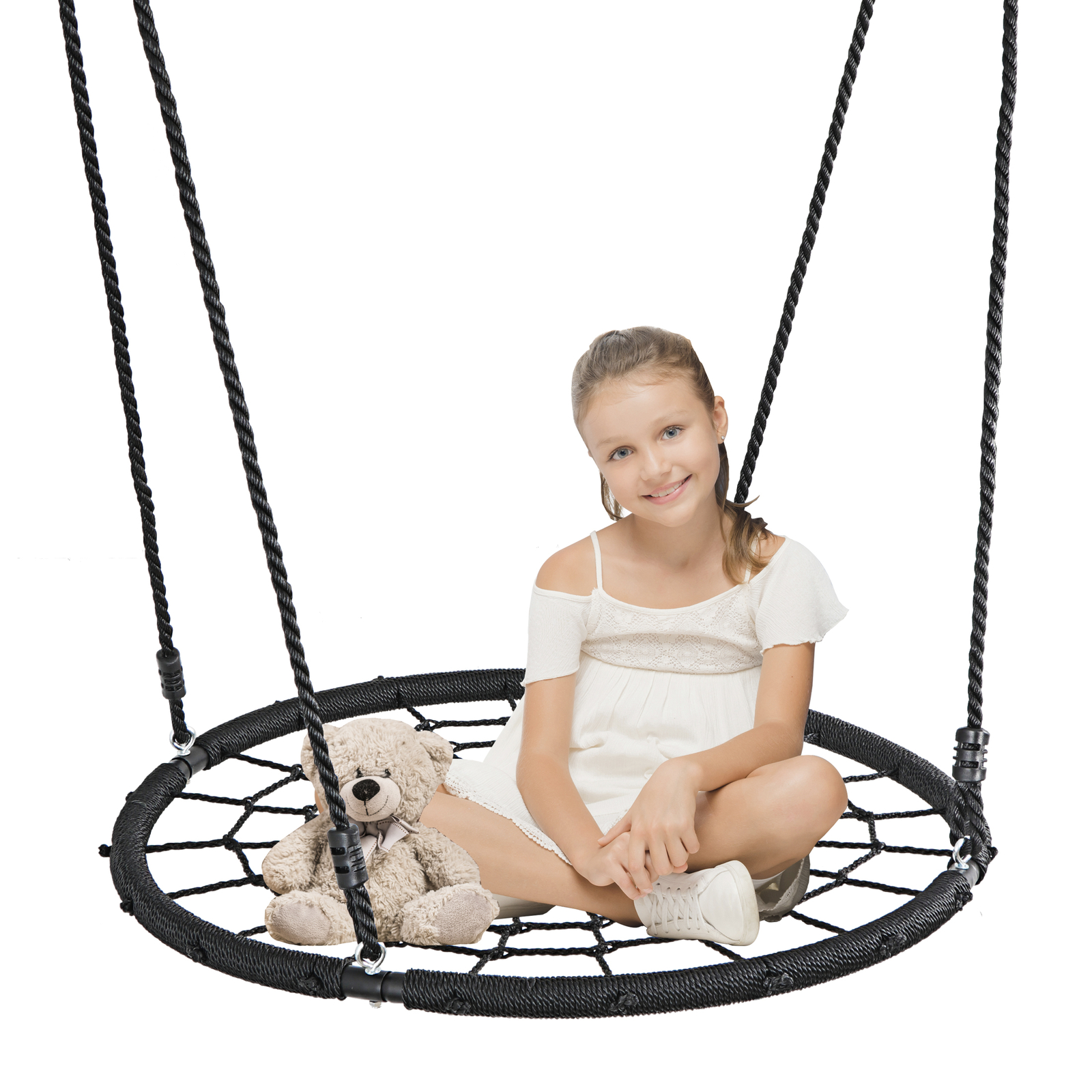 Large 40" Spider Web Tree Net Swing 100% Safe Nylon Rope Max 600 LBs EZ Setup