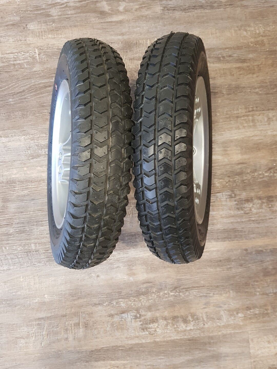 14" 3.00-8 New Drive tires, Used Rims Permobil wheelchair Air free, solid Black