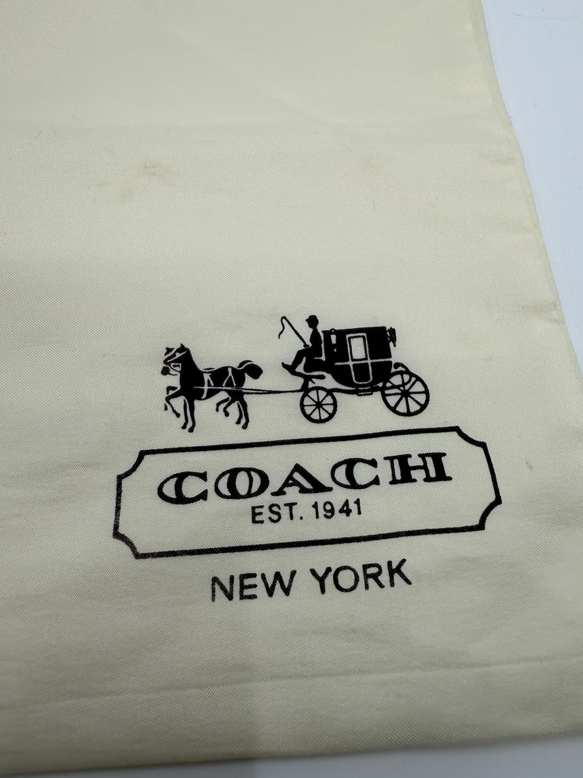Coach Drawstring Cream Satin Dust Bag Purse