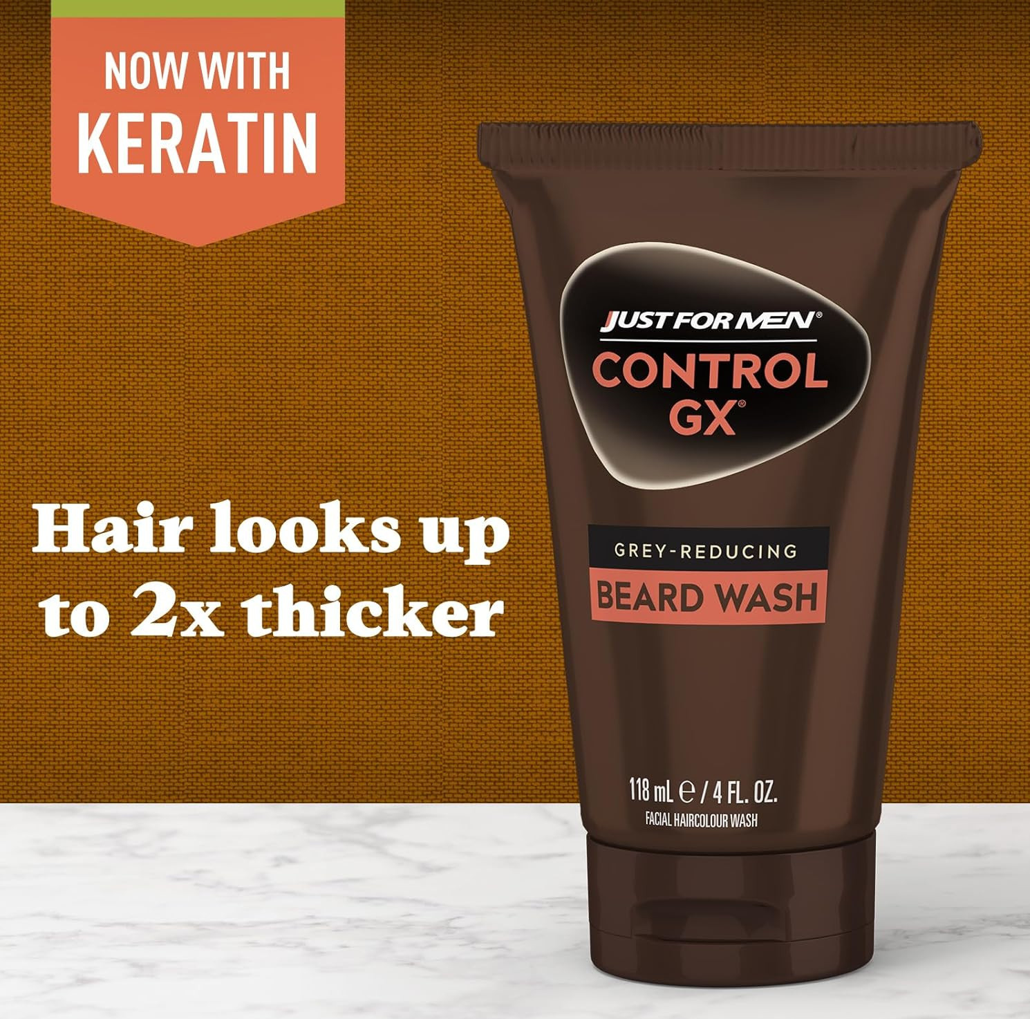 Just for Men Control GX Grey Reducing Beard Wash Shampoo with Keratin, Gradually