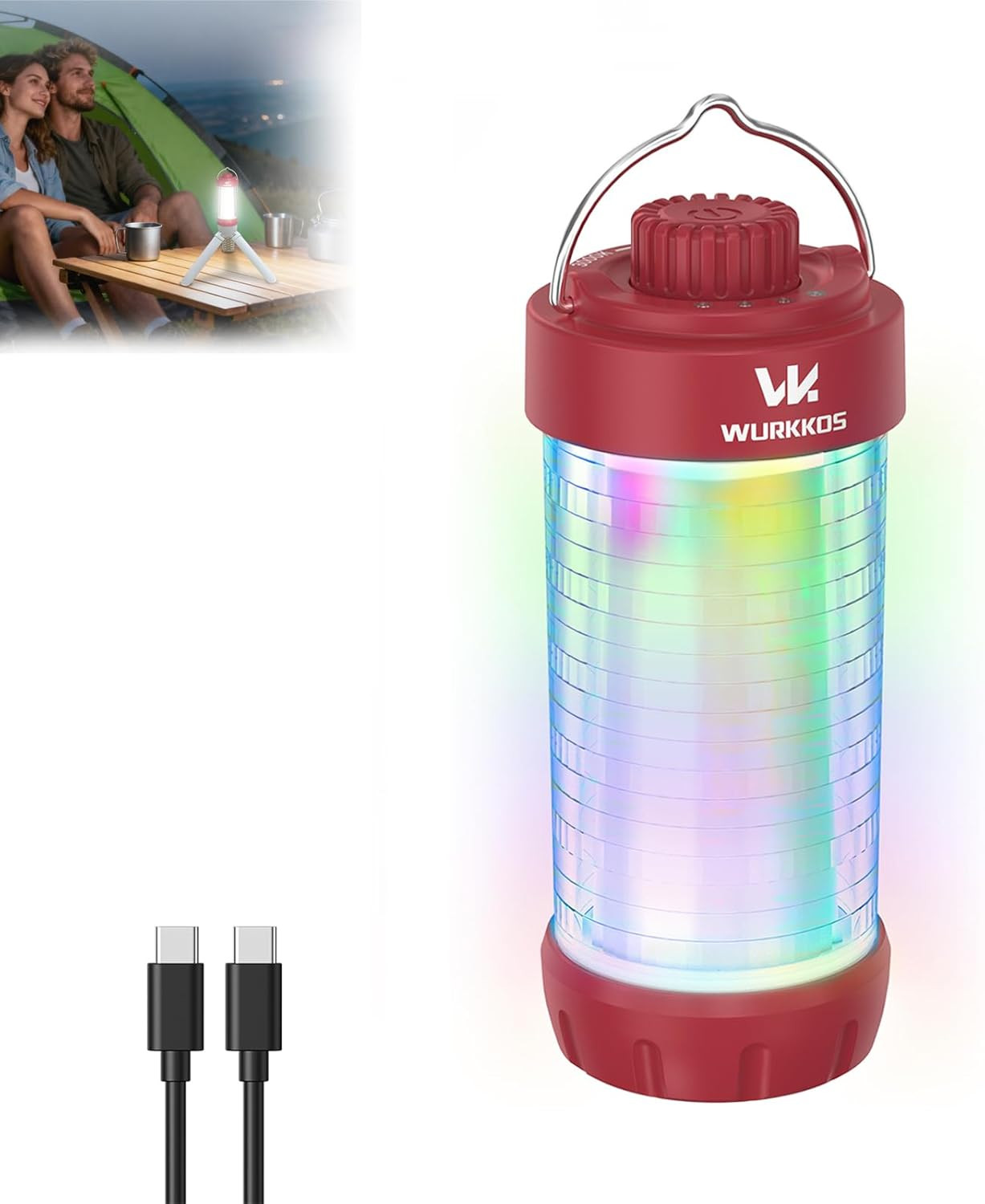 Wurkkos CL01 Camping Lantern Rechargeable, 550LM Camping Light with Magnet Base,
