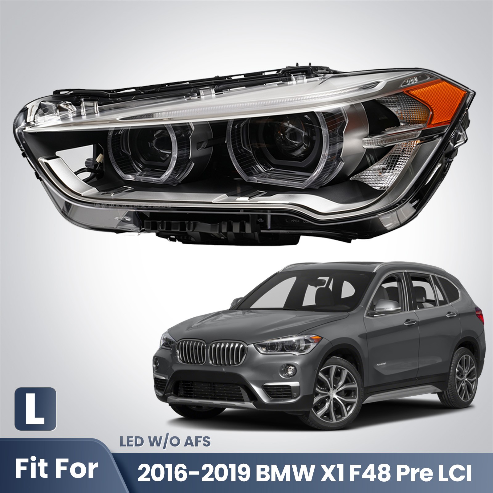 For 2016-2019 BMW X1 F48 Pre LCI LED W/O AFS Headlight Left Driver Side