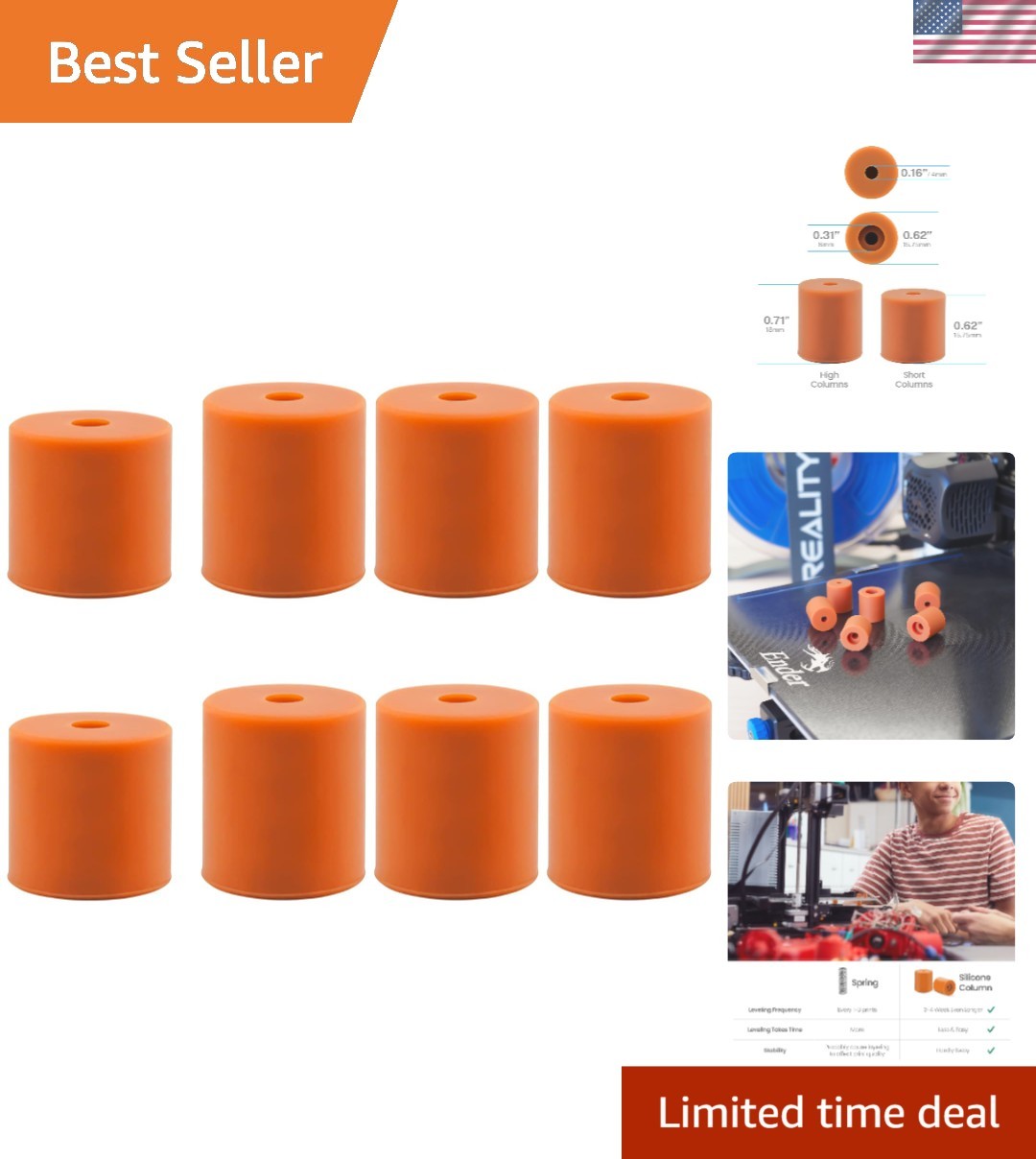 8 Pack Silicone 3D Printer Bed Leveling Parts - Upgraded Stability for Creality