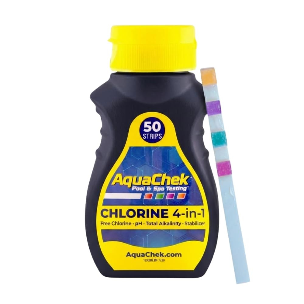 Yellow 4-Way Pool and Spa Test Strips - 50 Yellow Test Strips - Swimming Pool Te