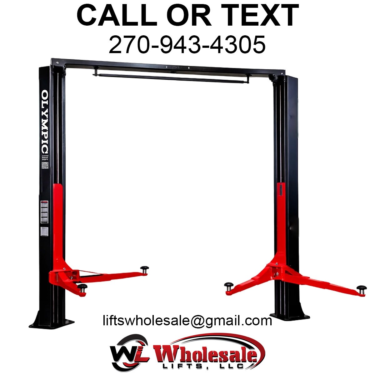 Olympic 2PDDA-10 10,000lb Asymmetric-Symmetric Post Clear Floor 2-Post Lift