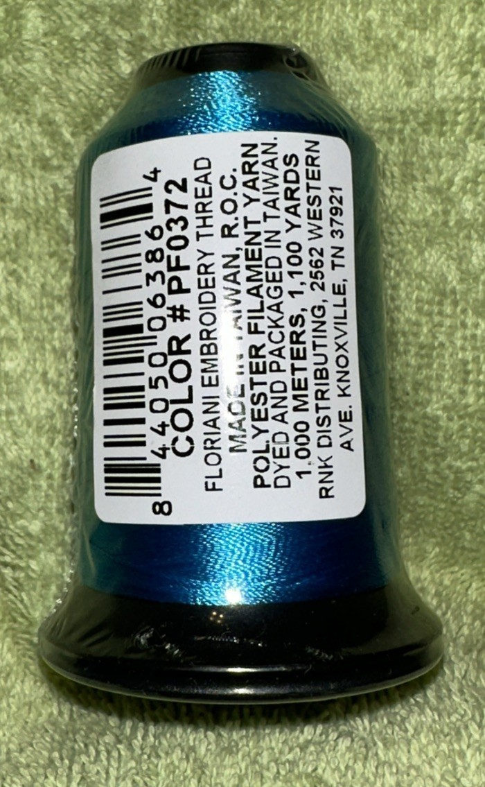 Floriani Embroidery Thread PF372 Blue Polyester 1,100 Yards NOS