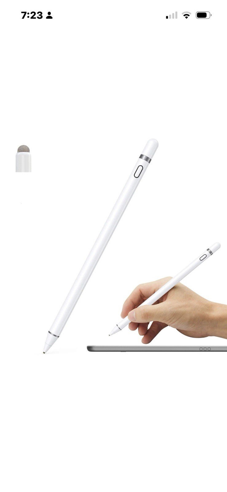 Targus White Stylus Pen Battery Powered Rechargeable with Power Saving Mode