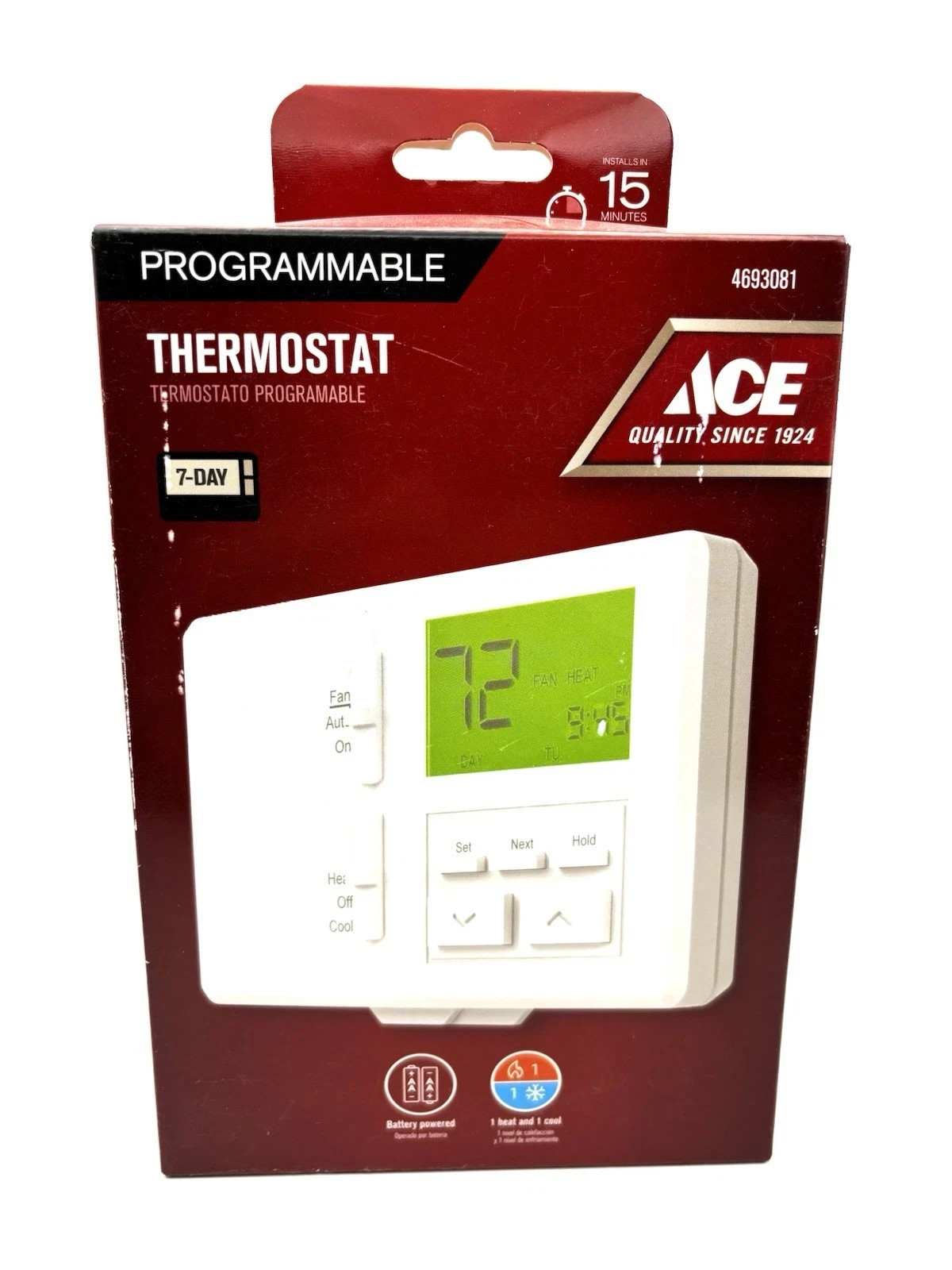 Ace Programmable Thermostat 1 Heat/ 1 Cool Setting 4693081 New