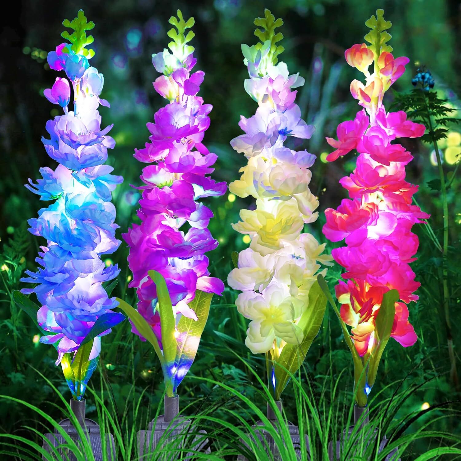 2PC Solar Garden Lights LED Flower Stake Lam Outdoor Yard Waterproof Patio Decor