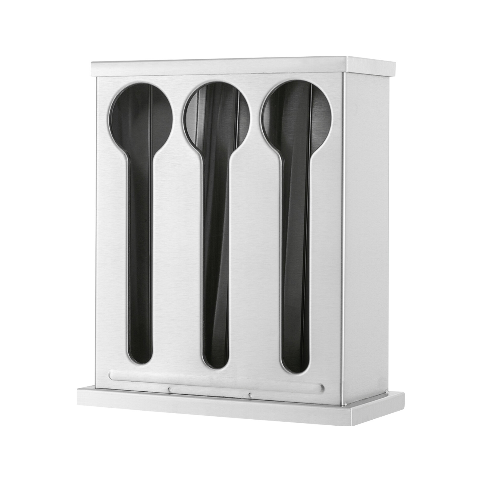 Stainless Steel 3-Compartment Utensil Dispenser for Forks and Spoons
