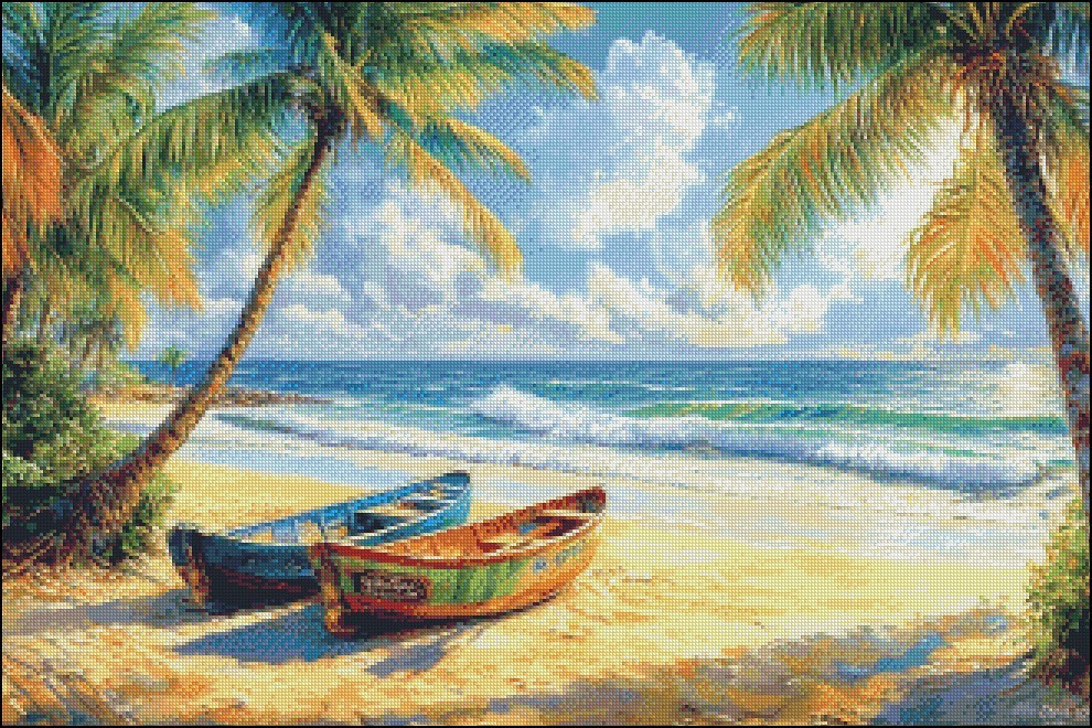 Tropical Bay 2 - DIY Chart Counted Cross Stitch Patterns Needleworks DMC Color