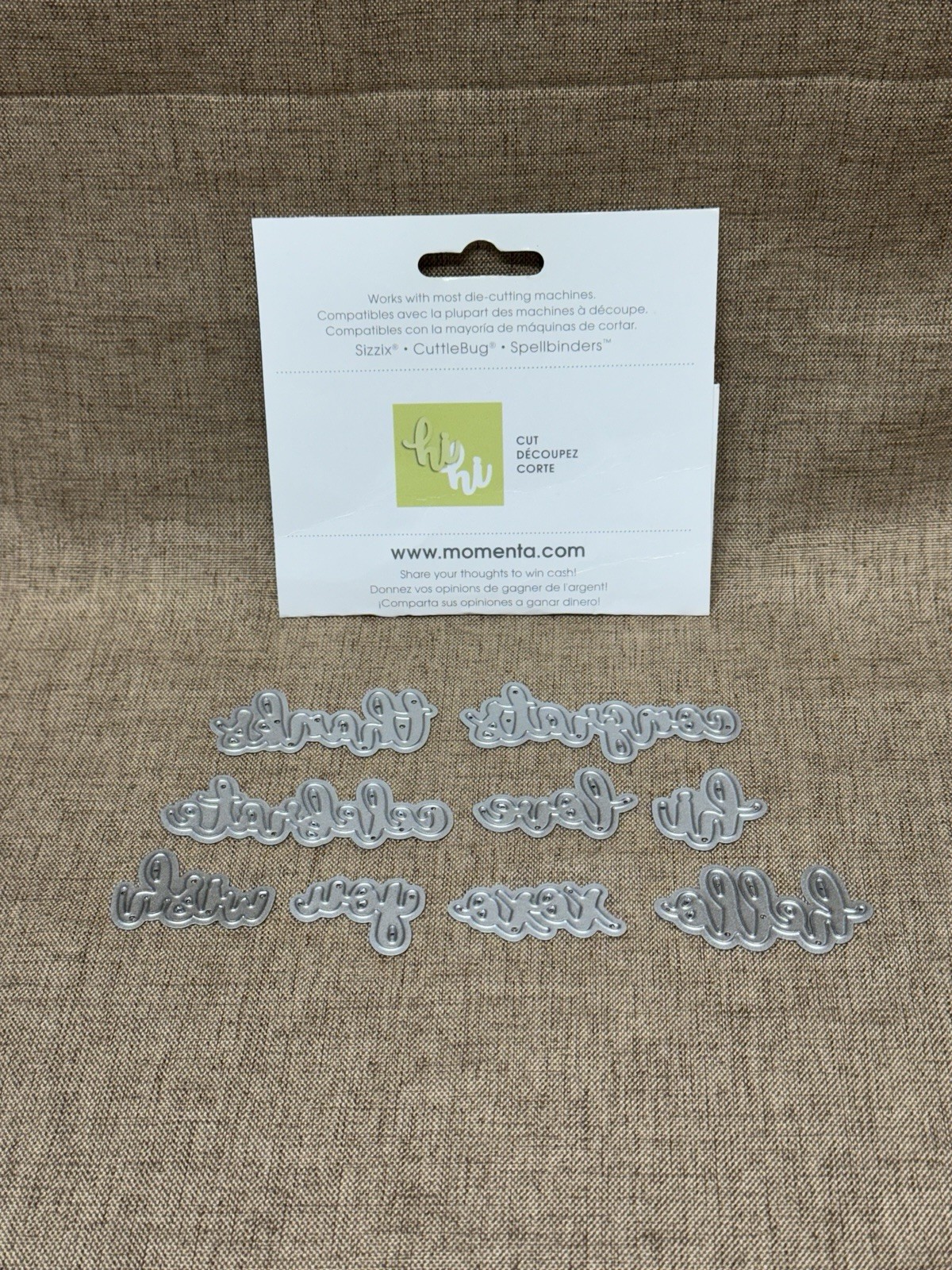 Momenta Die Cutting Template - Words: Hello, Thanks, Congrats, Love, Celebrate