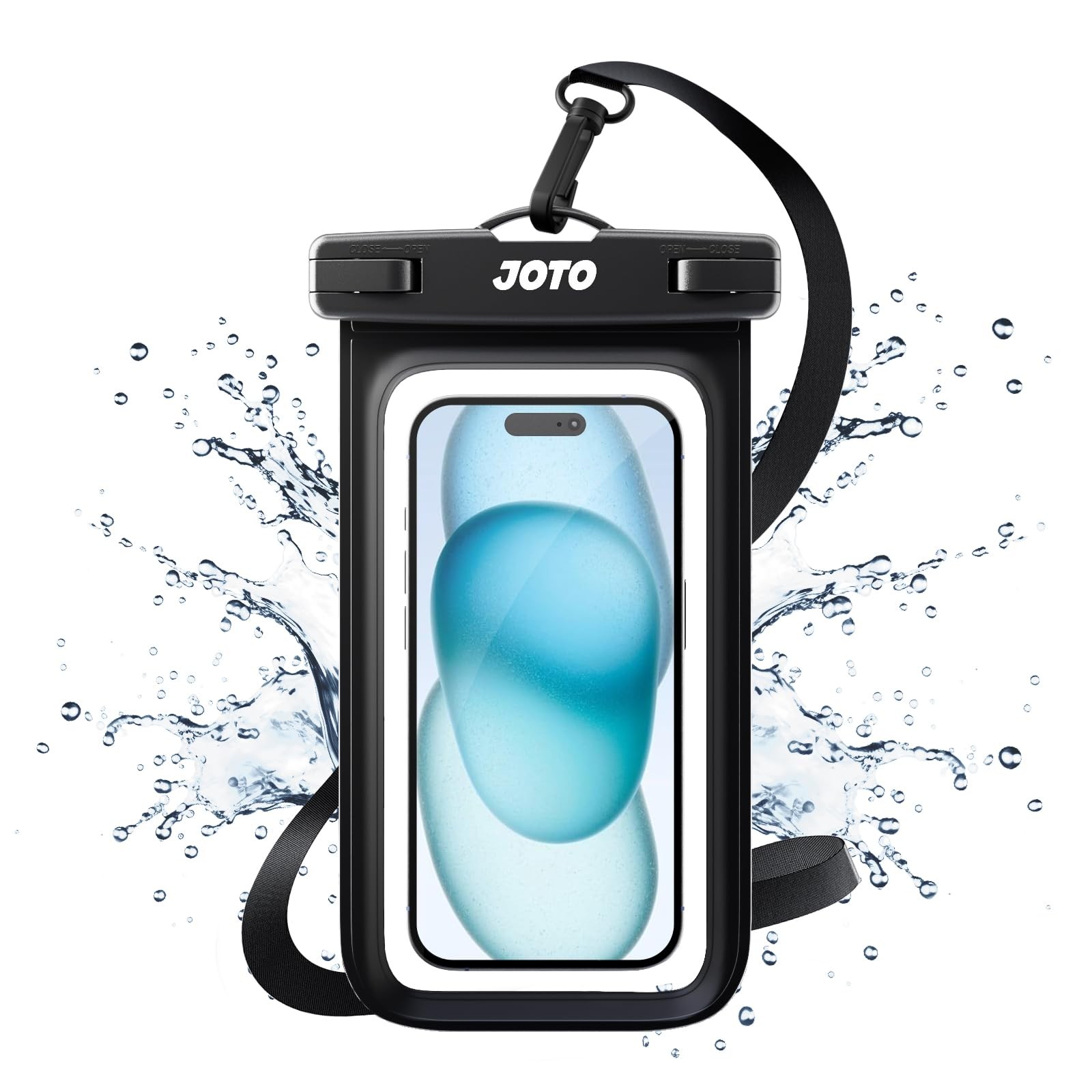 JOTO Up to 7" Universal Waterproof Phone Case for iPhone 17 Air 1 Pack, Black