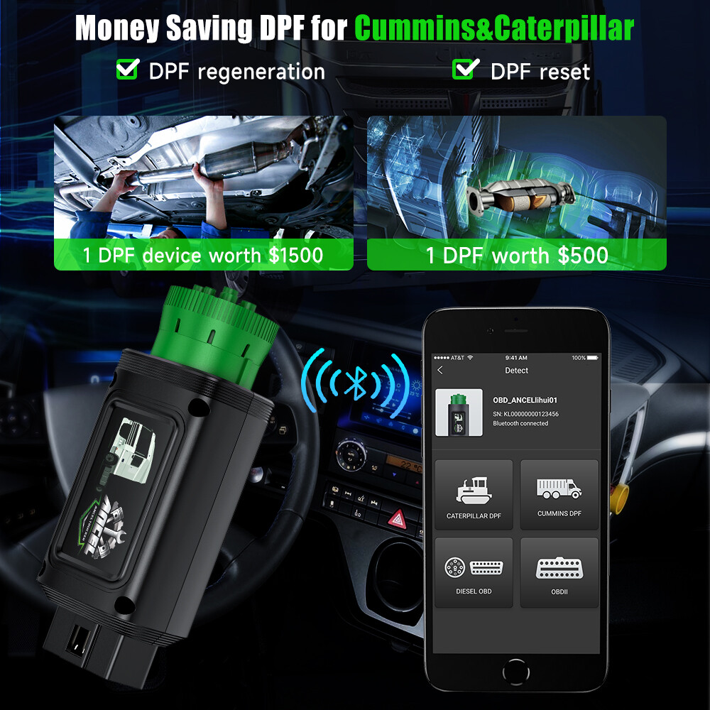 for Cummins CAT Engines DPF Regen Tool Heavy Duty Truck Scanner OBD2 Code Reader
