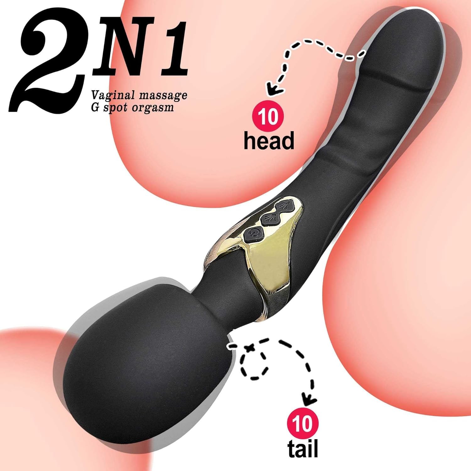 G Spot Vibrator Wand Clitoral Stimulator Dildo with 10 Vibration Sex Toys(Black)