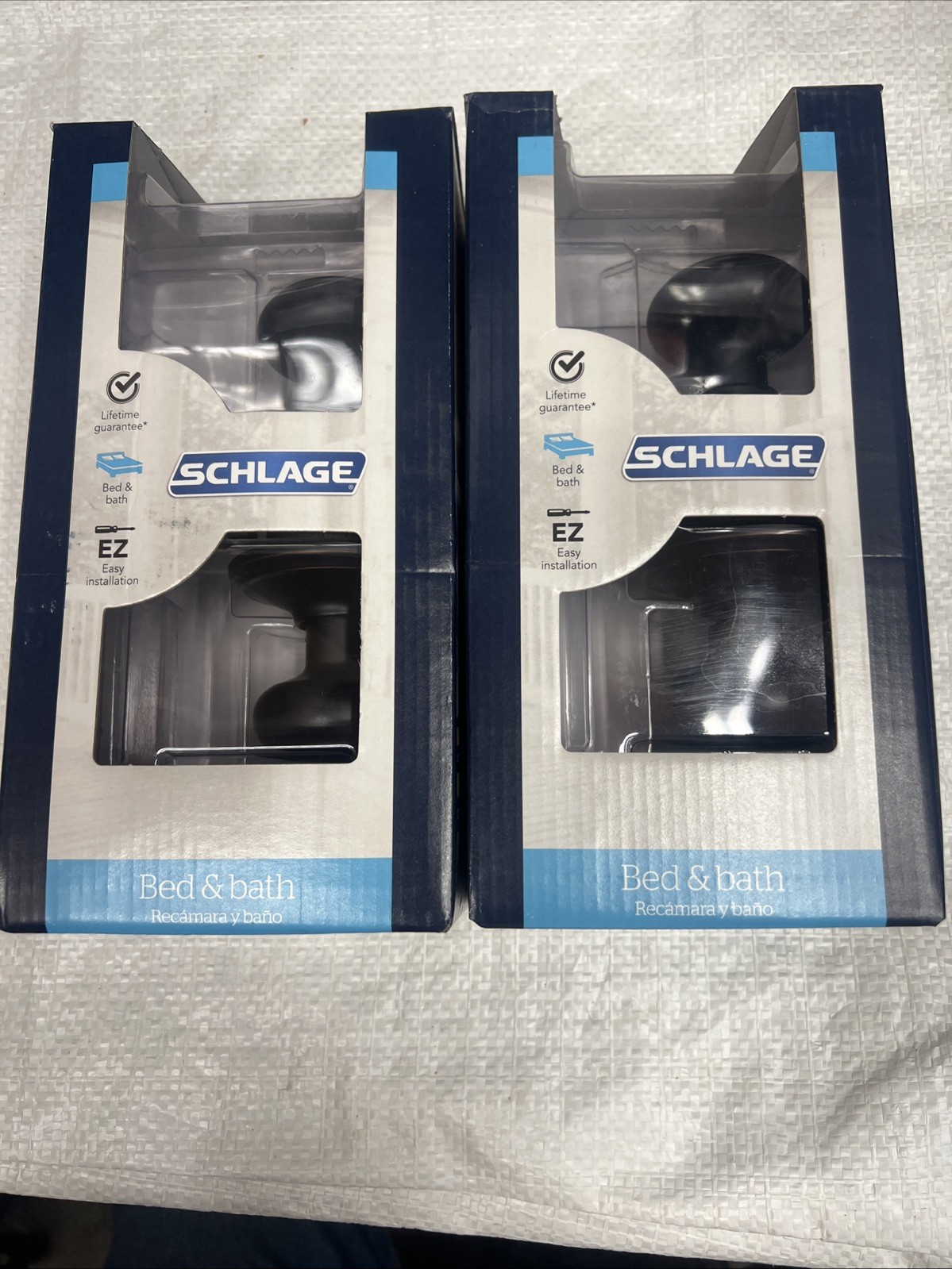 2-Schlage F40 V GEO 716 Georgian Door Knob, Bed & Bath Privacy Lock, Aged Bronze