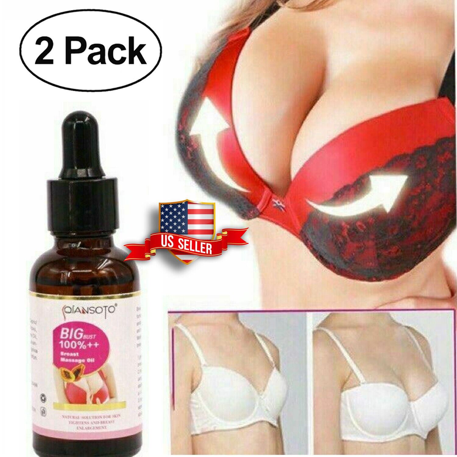 Qiansoto Papaya Chest Lift Up Firm Breast Enlargement Massage Essential Oil 40ml