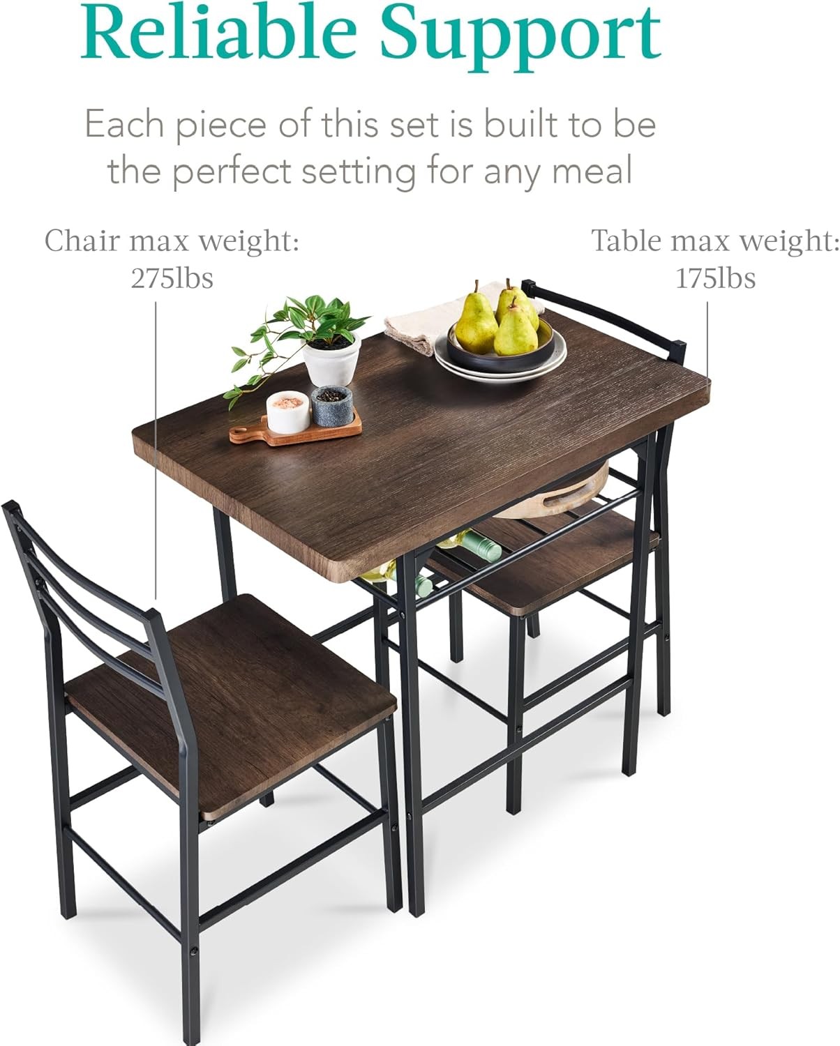 Choice Products 3-Piece Modern Dining Set, Space Saving Dinette for Kitchen,