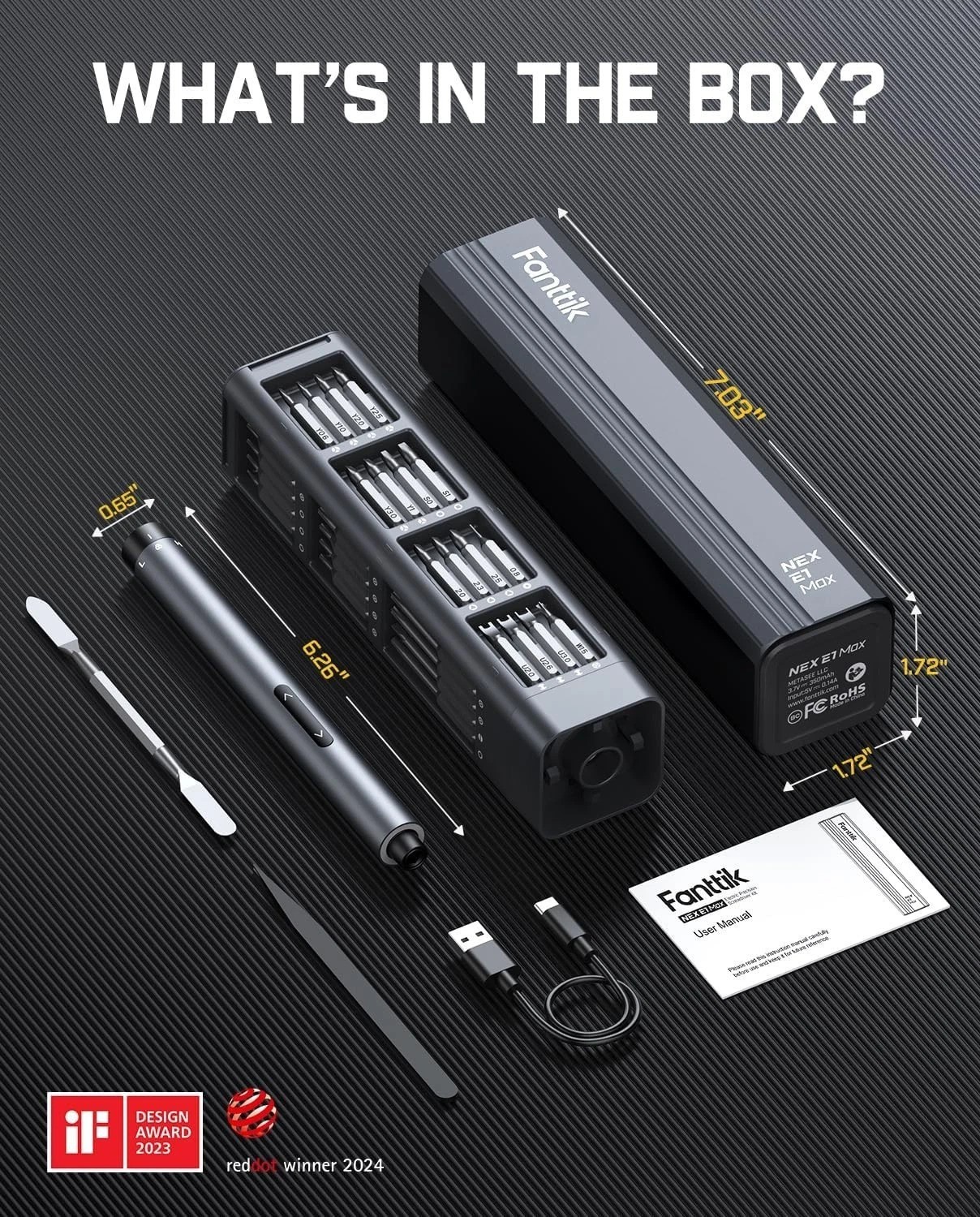 E1 Max Electric Screwdriver, Mini Precision Screwdriver Set, 50 Magnetic Bits...