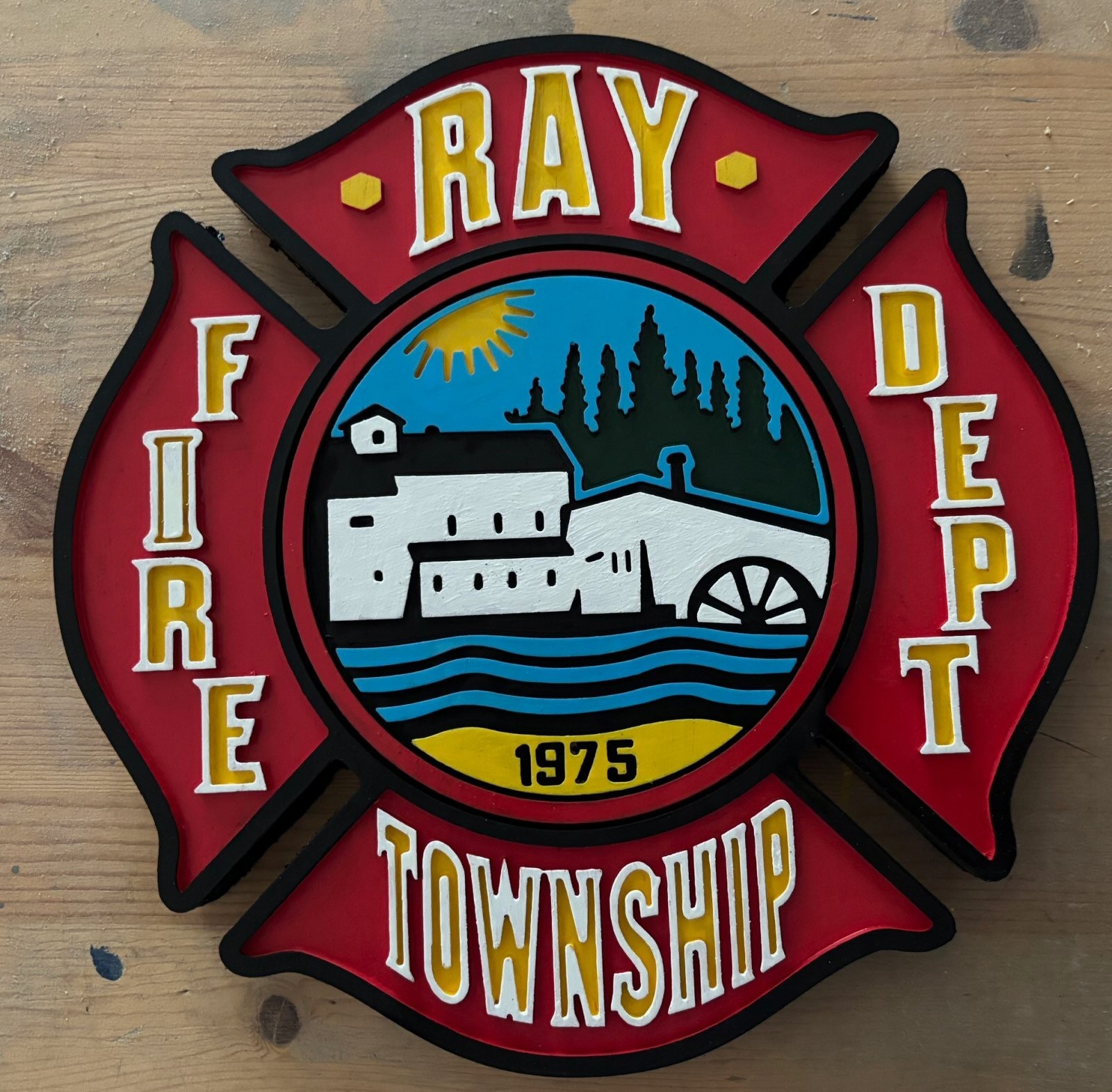 Fire Department Ray Township 3D routed patch plaque sign Custom Carved
