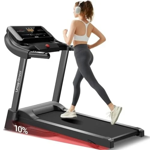 UMAY FITNESS HOME FOLDING INCLINE TREADMILL WITH PULSE SENSORS - BLACK