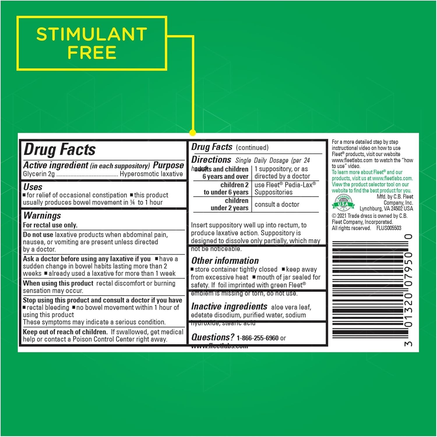 Fleet Glycerin Suppositories for Constipation Relief, Fast and Effective Stimula