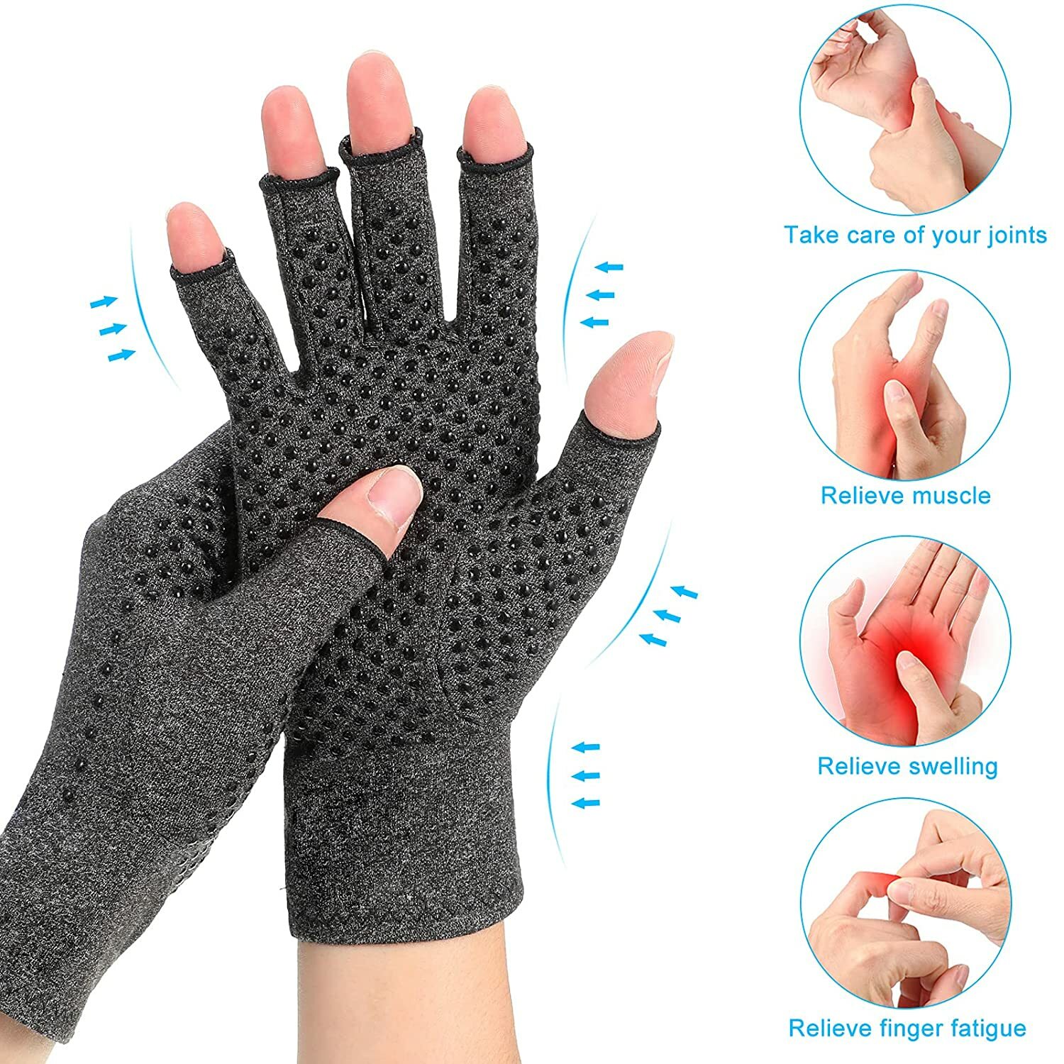 1 PAIR Copper Arthritis Compression Gloves Hand Support Joint Pain Relief USA