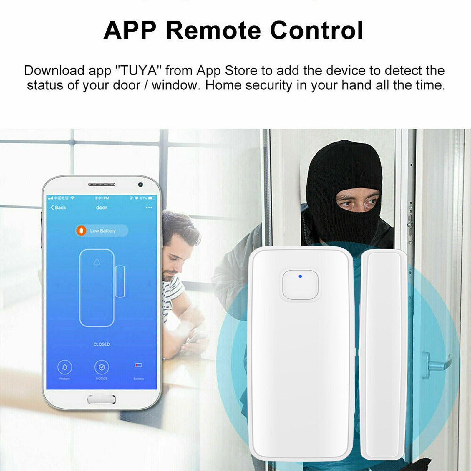 C06 TUYA APP WiFi Door Window Sensor Open/Close Burglar Alarm Security Detector
