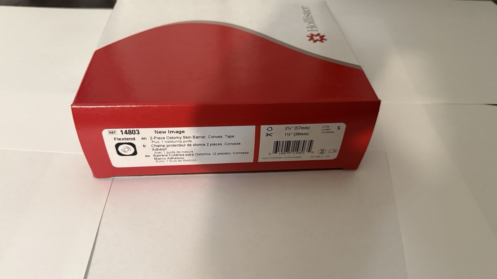 Hollister New Image 14803 2-Piece Convex Skin Barrier Tape 1.5"/2.25" Red White